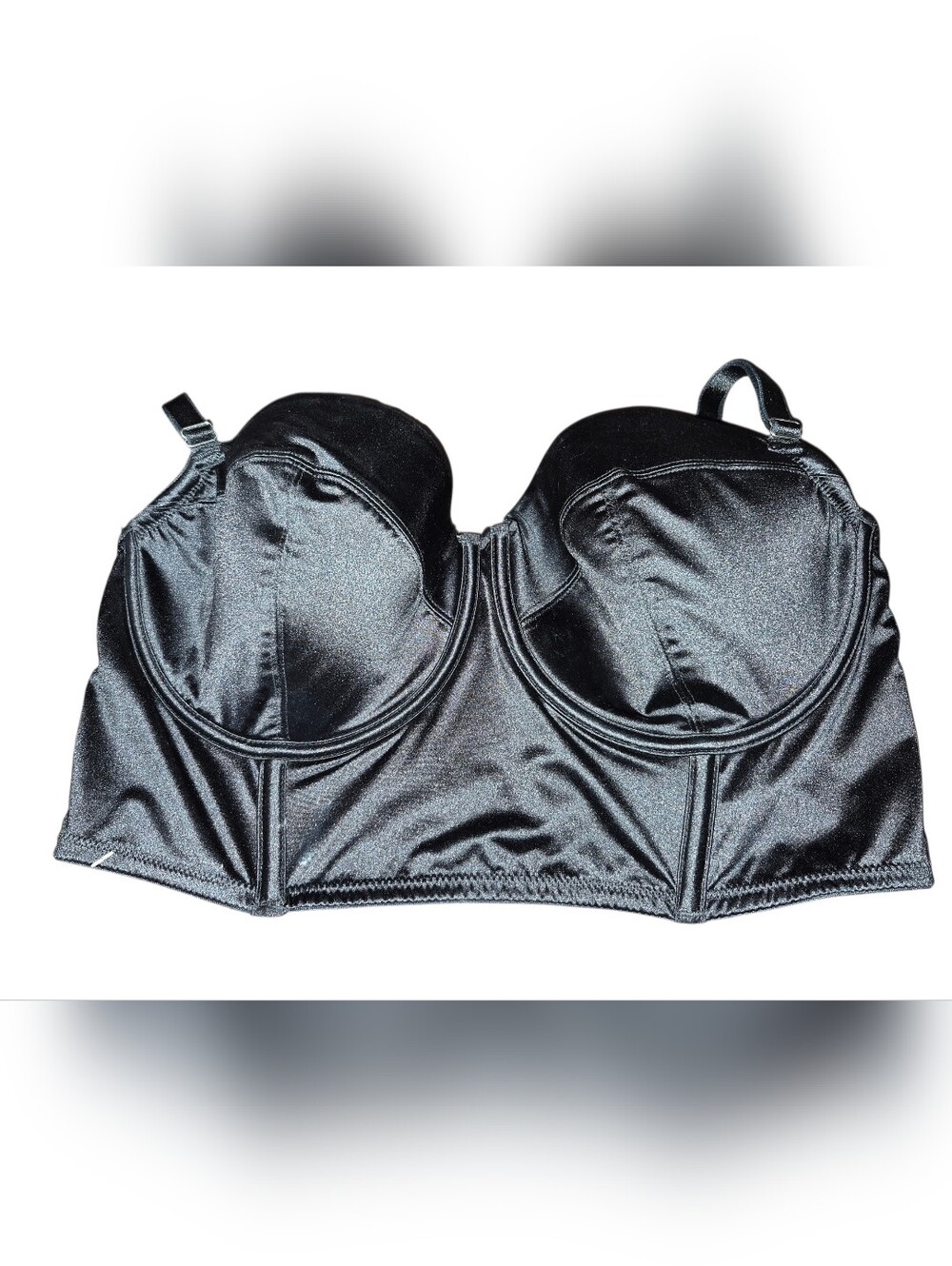 Auden Black Satin Longline Bustier Size XL